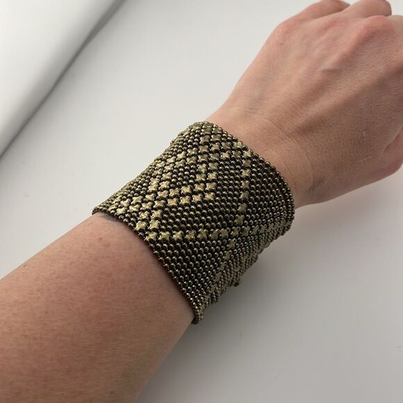 TTK Vintage Elegant Gold Mesh Bracelet and Ring chain Bracelet Set - Picture 5 of 6